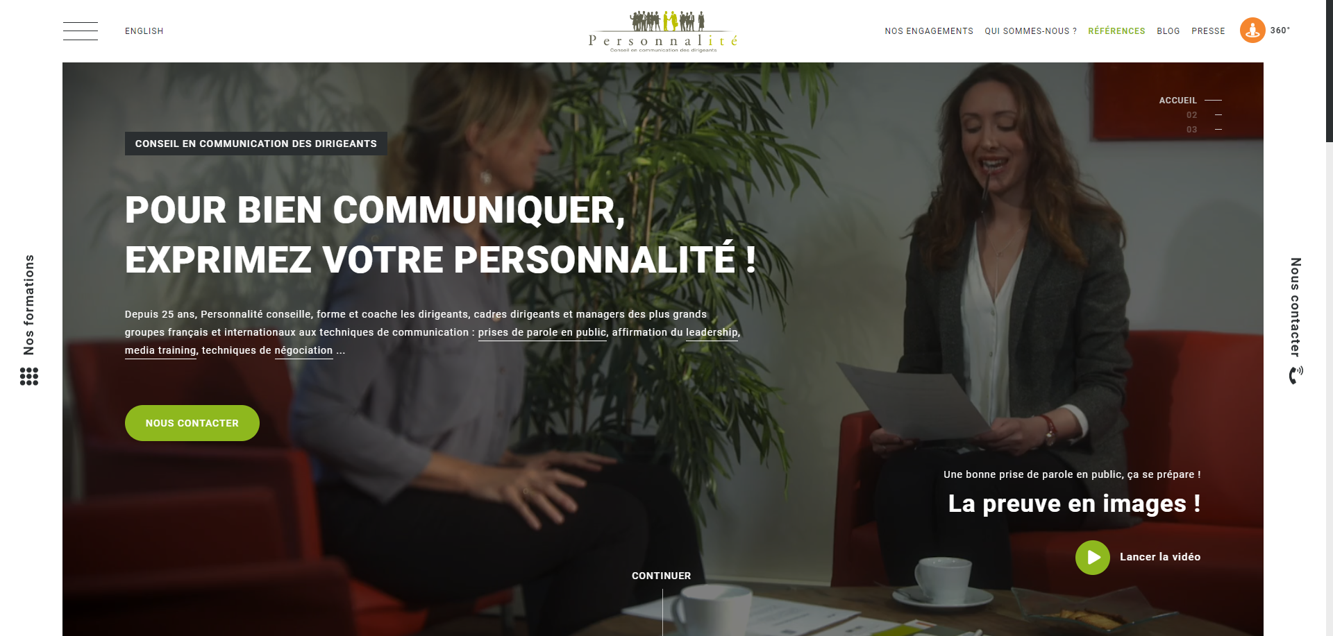 Page d'accueil du site du groupe Personnalité